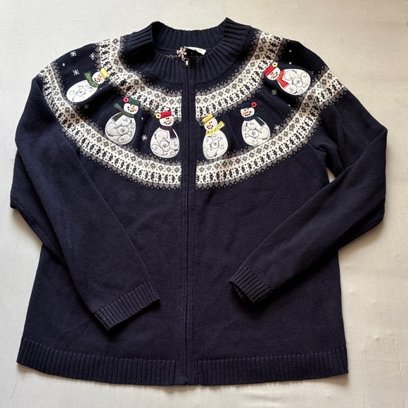 Christopher & Banks Sweaters - Christopher & Banks Navy Snowman Cardigan